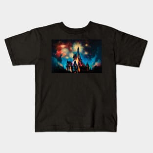 Fantasy Castle and Fireworks Wall Art Kids T-Shirt